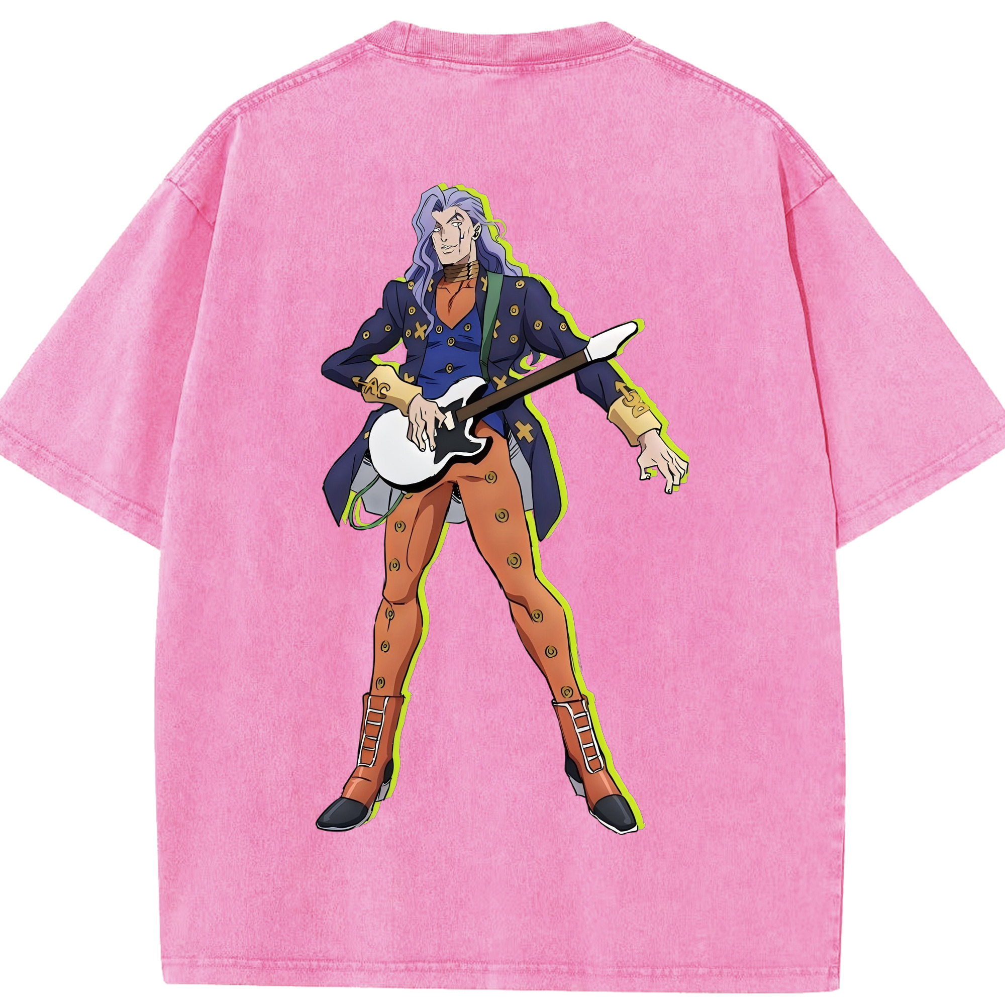 （画像用） ジョジョの奇妙な冒険 おといし あきら JoJo's Bizarre Adventure Akira Otoishi 綿100% ヴィンテージ風 半袖Tシャツ（背面プリント）